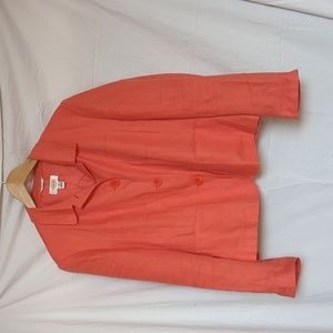 Talbots blazer linen lined orange coral jacket size 16